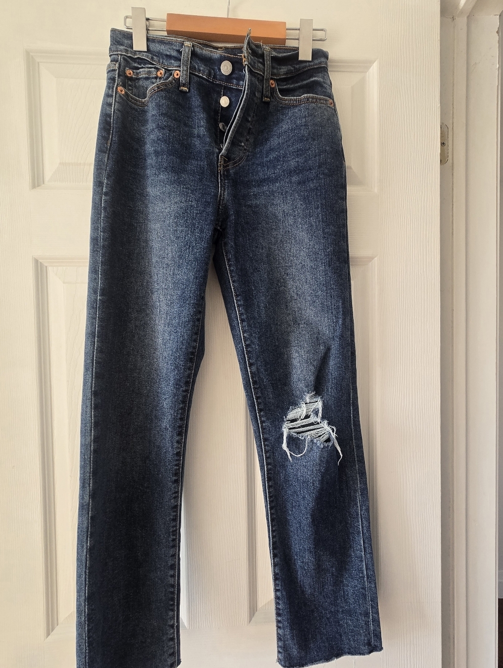 Levi's Wedgie Straight Jeans, W25, L28, Dark Wash